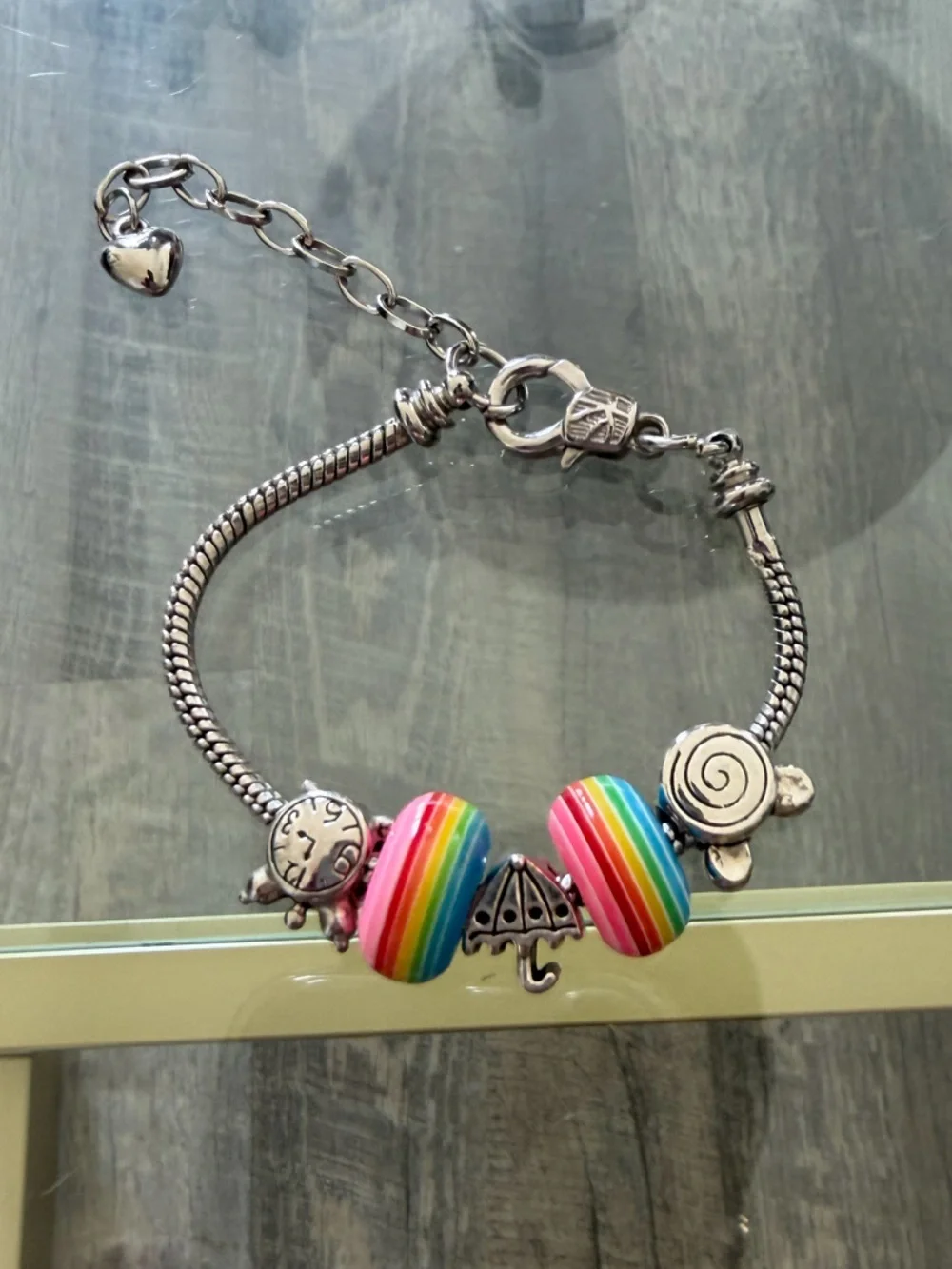 Kids Rainbow Charm Bracelet with Silver Accents